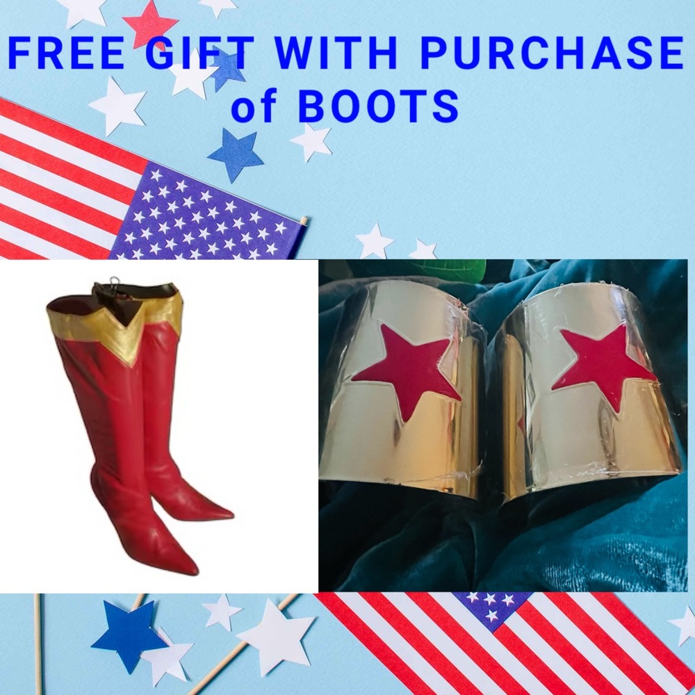 Pleaser Women's Red and Gold Knee-High Boots